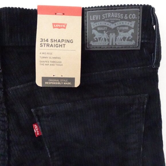 Levi's Corduroy Jeans Women's Size 29x30 Black Shaping Straight Slimming - Picture 6 of 9